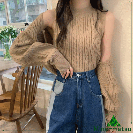 2023秋新作 韓国風 トップス タンクトップ ケープ コート ニット