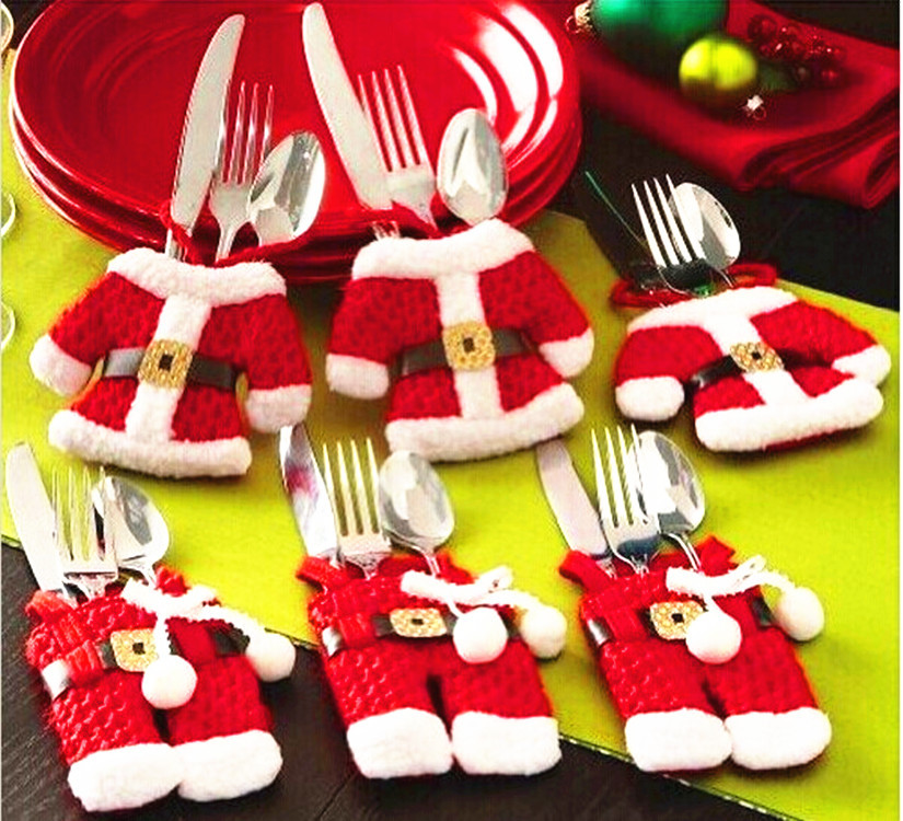装飾用品クリスマスオーナメント食器ナイフとフォークカバー顔のない人形の家の食卓の装い Christmas