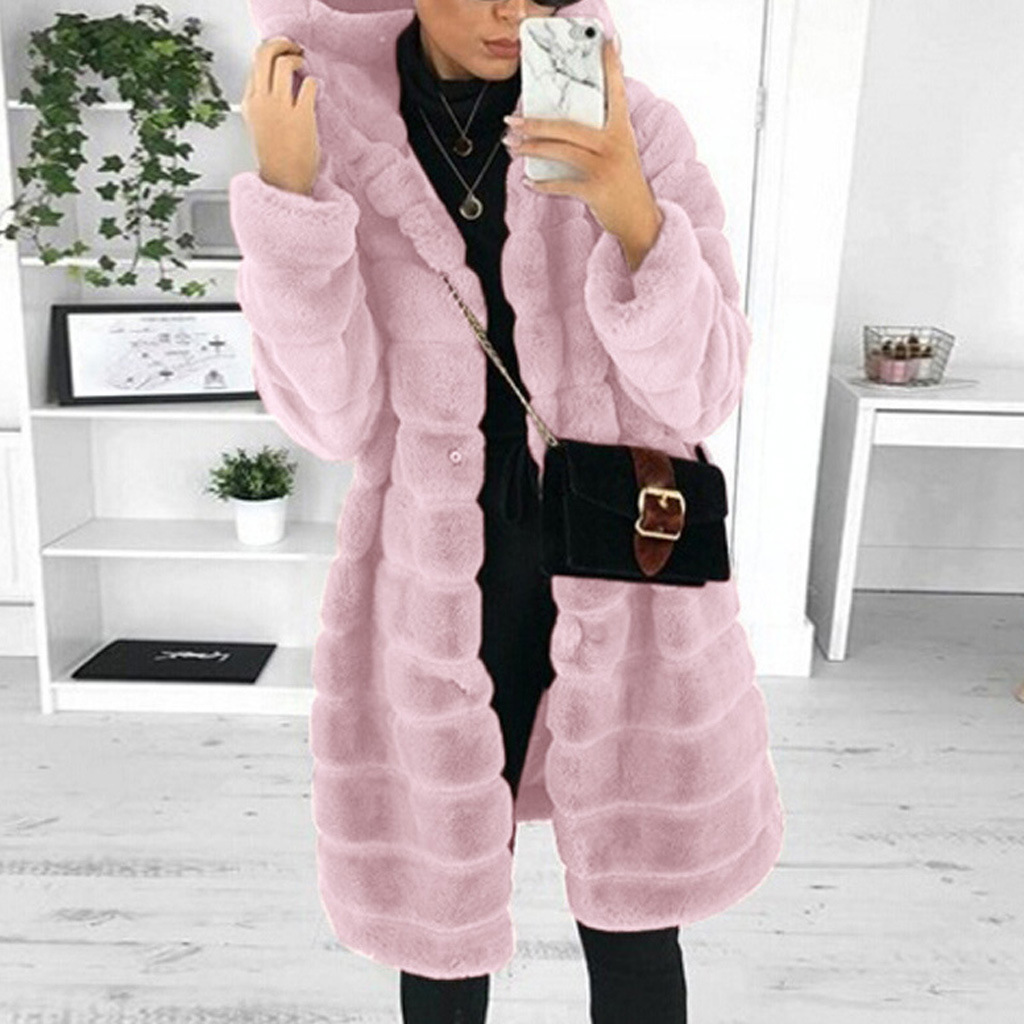 韓国ファッション ロングセクション ミンク フェイクファー コート