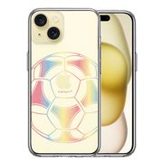 iPhone15 側面ソフト 背面ハード ハイブリッド クリア ケース サッカーボール カラー