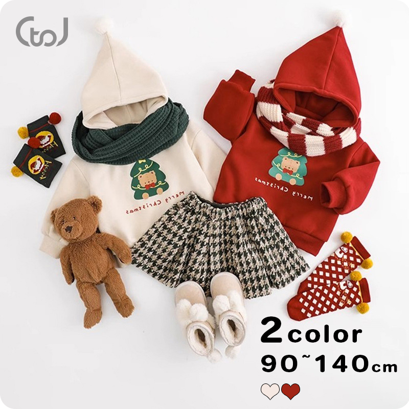 ★Girls&Boys★　帽子付き子供トレーナ　90~140cm　クリスマスパーカー　韓国キッズファッション