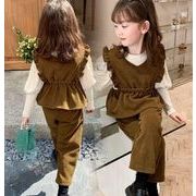 韓国風子供服 カットソー ベスト ロングパンツ トップス 3点セットアップ ベビー服 キッズ服 長袖