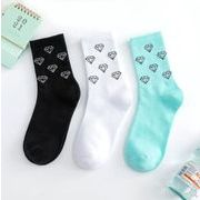 レディース かわいい ハイソックス 靴下 ダイヤモンド