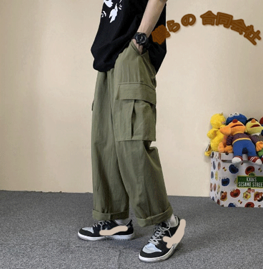 メンズ　カーゴパンツ　ボトムス　カジュアル　春 秋　ワイドパンツ　ゆったり　ロングパンツ　M#-3XL#
