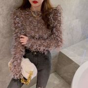 トップス レディース Tシャツ 長袖 ショート スリム