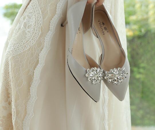 取り外し可能 DIY オールマッチ 靴紐 ハイヒール ブライダルの結婚式の靴 金属のラインストーン