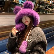 ★全5色★　レディースハット　可愛いアニマル耳ファー帽子　小顔ハット　韓国ファッション