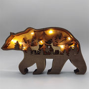 売れ行き1位 INSスタイル 彫刻動物手工芸品 クリスマスプレゼント 木の彫刻 木質工芸品 北アメリカの森