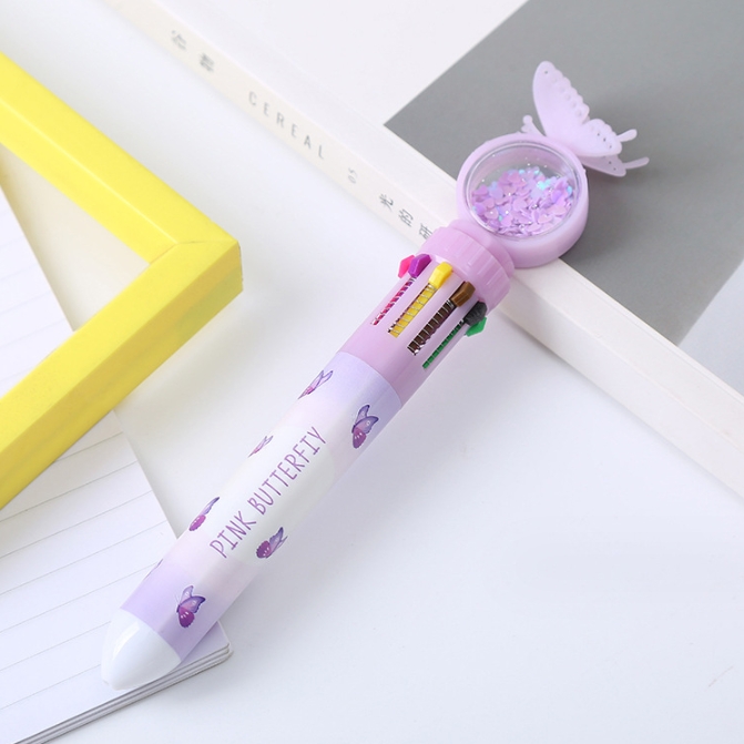 ペン ボールペン ステーショナリー かわいい 文房具 蝶柄 10色