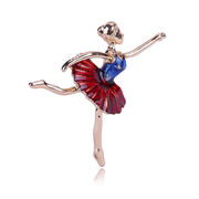 バレエブローチ 可愛い  赤いスカート  バレエ少女 コサージュ バレエアクセサリー