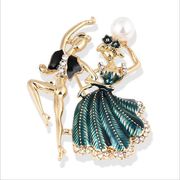 2色 バレエブローチ パ・ド・ドゥ ダンスブローチ  ファッションバレエアクセサリー