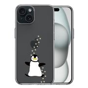 iPhone15 側面ソフト 背面ハード ハイブリッド クリア ケース ペンギン フットプリント