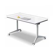 会議テーブル　オフィスデスク　長方形テーブル　回転可能　キャスター付き　バックル付き　シンプル