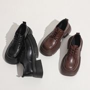 レディースシューズ　厚底　革靴　韓国ファッション　デザイン 　6cmヒール