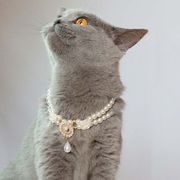 【2024春新作】 ペット アクセサリー 韓国風 可愛い 犬猫兼用 ネックレス パール 2種類展開
