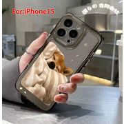 大人気 iphone15ケース アイフォンケース 保護ケース 小さい穴 TPC iPhone13/14 可愛い 犬 全機種対応 2色