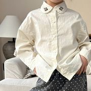 ★Girls★　子供シャツ　90~150cm　熊襟　男女兼用子供服　韓国キッズファッション