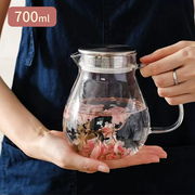 IwaiLoft 700ml ワンタッチ ティーポット 耐熱ガラス ガラス急須 紅茶ポット 2~3人用扱いやすい