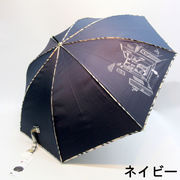 【雨傘】【長傘】風に強い耐風タイプ◎チェックパイピングと猫柄・軽くてさびにくいジャンプ雨傘