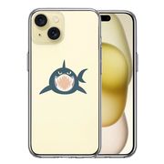 iPhone 15 Plus 側面ソフト 背面ハード ハイブリッド クリア ケース サメ リンゴ飲み込む