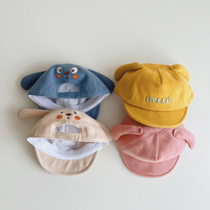 ★全3色★　子供帽子　Hello犬耳キャップ　ベビーハット　紫外線対策　韓国キッズハット