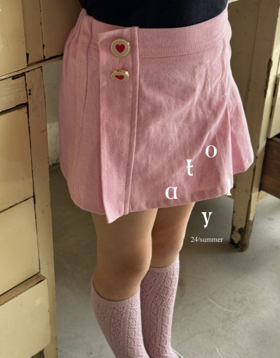 2024 ins 韓国風子供服  ベビー服  ボトムス  ピンク  スカート  ハート型   プリーツスカート
