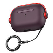 Airpodsケース セキュアロック付き 保護ケースカバー クリーニングキット付き Apple Airpods 合金紫紅