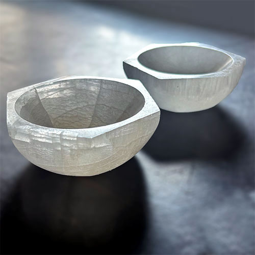 8cm 月の女神 セレナイト 浄化皿 六角型トレイ ヘキサゴンボウル