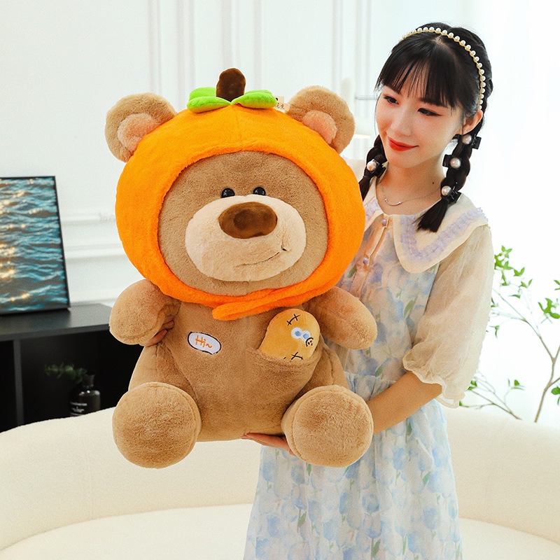 かわいい 柿 クマ人形 ぬいぐるみテディベア おもちゃ 35cm 45cm 60cm