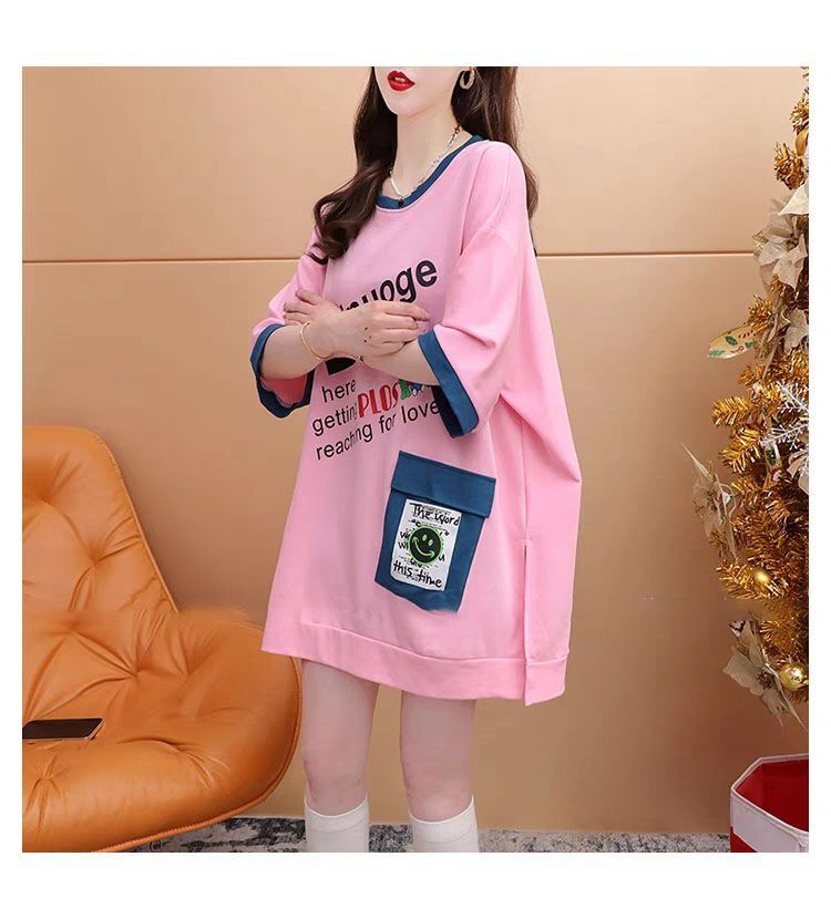 【予約222632】大きいサイズ春夏新作 韓国 レディース ファッション  Tシャツ ワンピース  LL-4L
