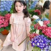 韓国子供服 プリンセススカート 2024夏新作 女の子 半袖 キッズ服  INS  ファッション 丸首 ワンピース