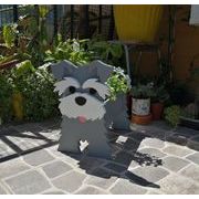シュナウザー かわいいプレゼント 装飾用 動物モデル パゴ犬 PVCペット犬 植木鉢 緑化 収納 家庭用 飾り物