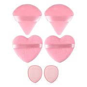 6個セット パウダーパフ ピンク ドロップ形状 ハート型 植毛エアクッションパフ 化粧用 美容ツール