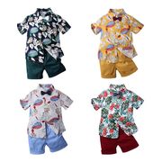 夏子供服 ハワイアン風 男の子 プリント 半袖シャツ ショートパンツ 2点セット