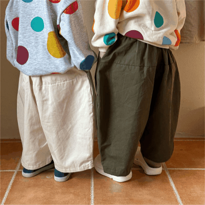 キッズ 韓国風子供服 春新作 ナチュラル系 スラックス 筒型ズボン ワイドパンツ ユニセックス 80-150