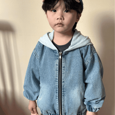 韓国風子供服 ユニセックス ジャケット ジャンパー ブルゾン 春新作 デニム フード付上着 80-150