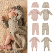 韓国子供服赤ちゃん服ins欧米春秋綿プリント赤ちゃん長袖高腰ズボンセット