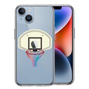 iPhone 14 Plus 側面ソフト 背面ハード ハイブリッド クリア ケース バスケットボール ゴール