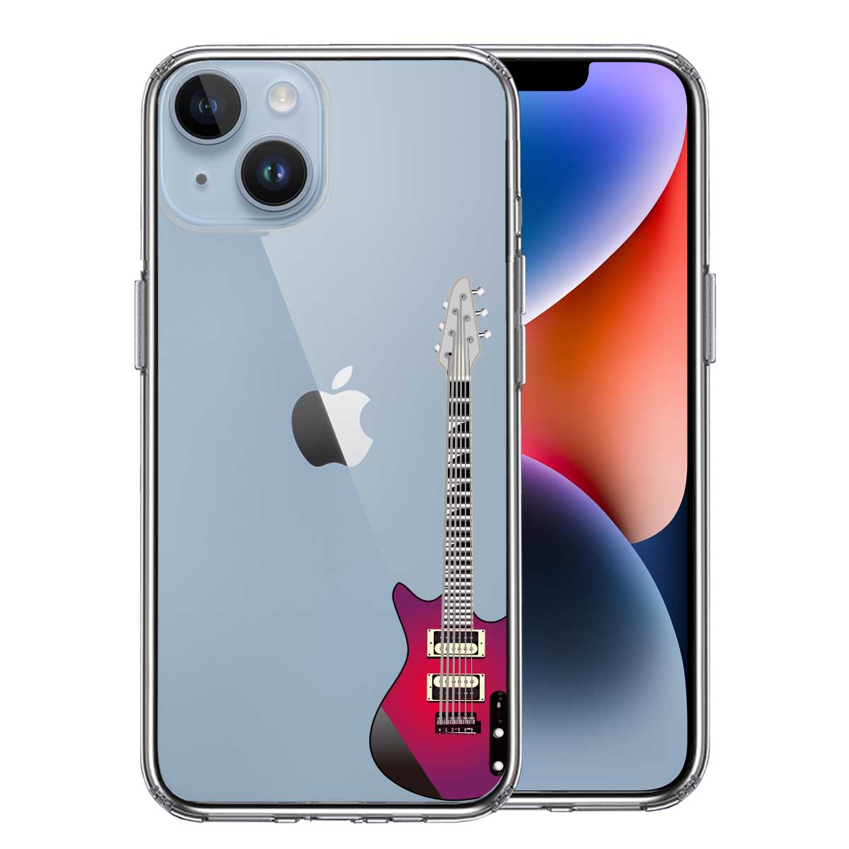 iPhone14 側面ソフト 背面ハード ハイブリッド クリア ケース エレキギター