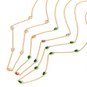 6色 欧米の新製品 人気可愛い 涙の形のジルコン ステンレス鋼 18k ゴールドメッキ 女性のネックレス