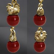 干支ストラップ 酉（とり） カーネリアン◆10mm玉◆