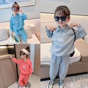 女の子 春と秋の子供服 カジュアルなセータースーツ 2024年の新作 人気の韓国の子供服 2点セット