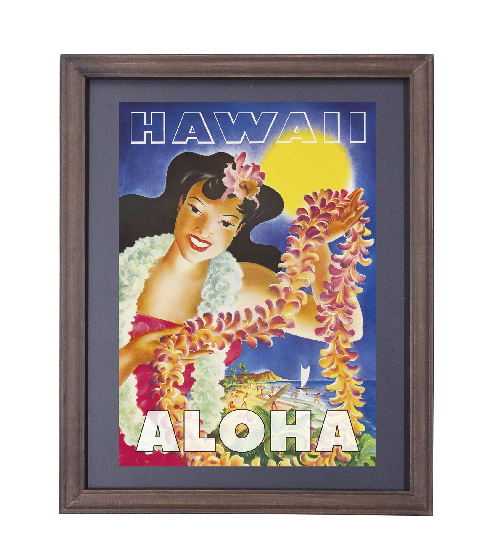 ODハワイアン フレームポスター ALOHA　インテリア/壁掛け/南国※2024.5入荷