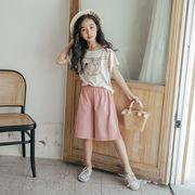 女の子  夏の新作  韓国子供服  半袖Tシャツ  ルーズショーツ  2点セット