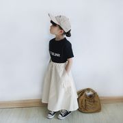 春夏子供服 女の子 カジュアルワークウェアスタイル ワイド裾 ロングスカート