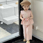 2024年新 韓国風子供服 ベビー服 女の子  トップス+ワイドパンツ2点セット  90-130cm