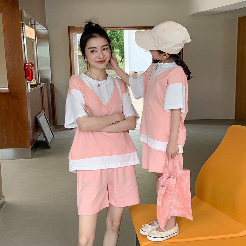 2024新作 韓国子供服  親子  女の子 カジュアル  2点セット  2色  80-140cm