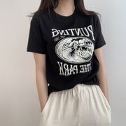 【韓国ファッション】2024年夏新作　PUNTING　プリント　半袖　Tシャツ