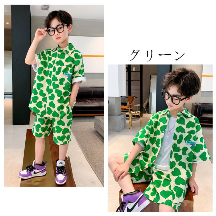 3/18まで⭐︎ 韓国子供服　まとめ売り　子ども服　男の子 韓国子供服 夏服 男の子 かっこいい セットアップ ハート柄 上下