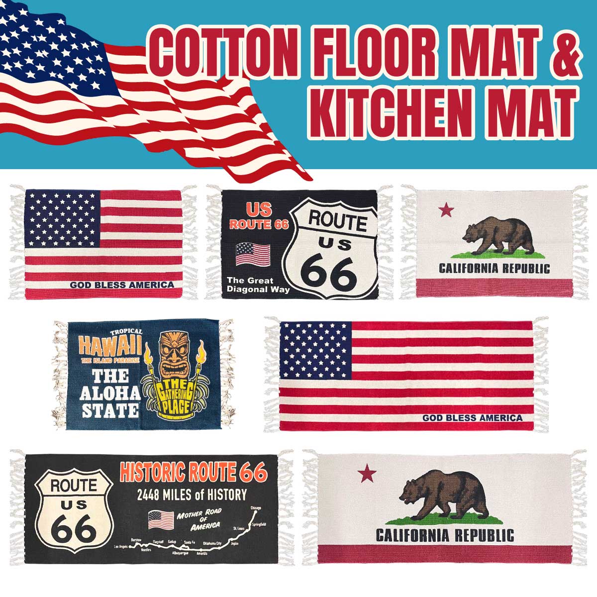 【Cotton Mat】 アメリカンスタイル USA R66 CALIFORNIA コットン マット